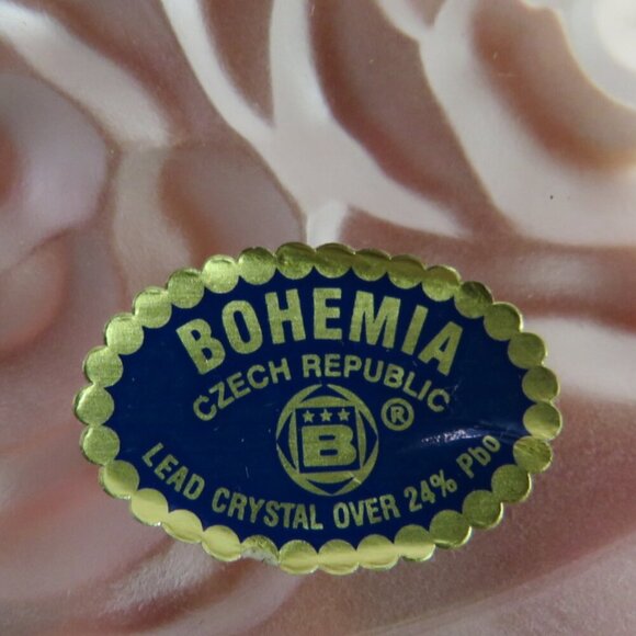 Rose floral lead crystal glass dish with lid Bohemia Vanity Dish - Picture 16 of 16